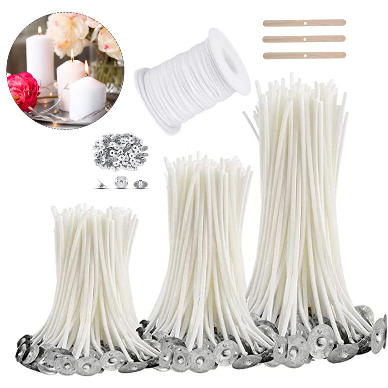 Cotton Wick Pre Tabbed - 100/50 Stück rauchfreie Kerzendochte, 2,6–20 cm,