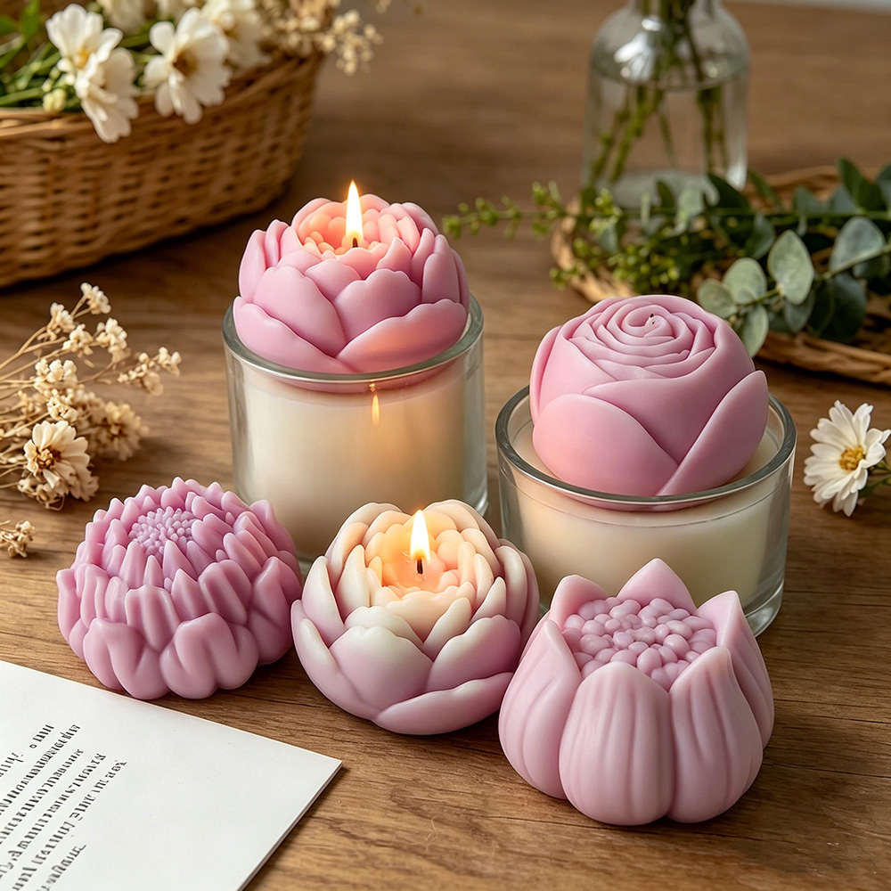Candle Making Reno - 3D Blumen Silikonform Pfingstrose Rose Lotus